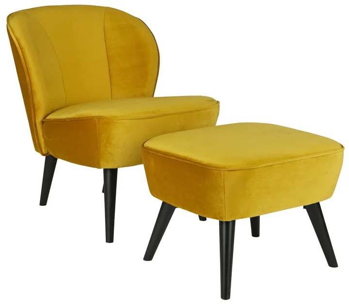Woood Sara Okergele Fauteuil Fluweel