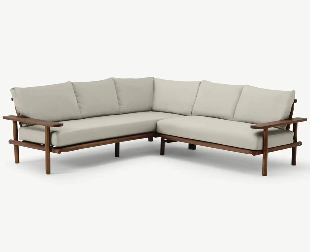The Outsider Hoek Loungeset - Laruna - Acaciahout - Vintage Bruin / Wit - The Outsider