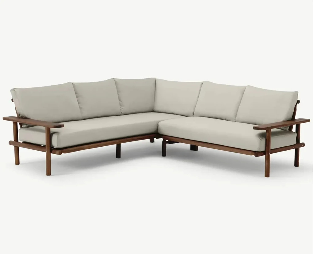 The Outsider Hoek Loungeset - Laruna - Acaciahout - Vintage Bruin / Wit - The Outsider
