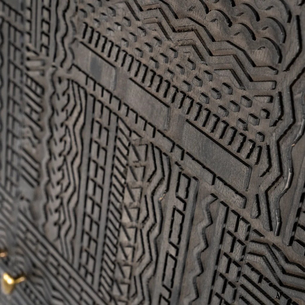 Eleonora Isa Grijze Kast Mangohout Met Snijwerk - 90x40x160cm.