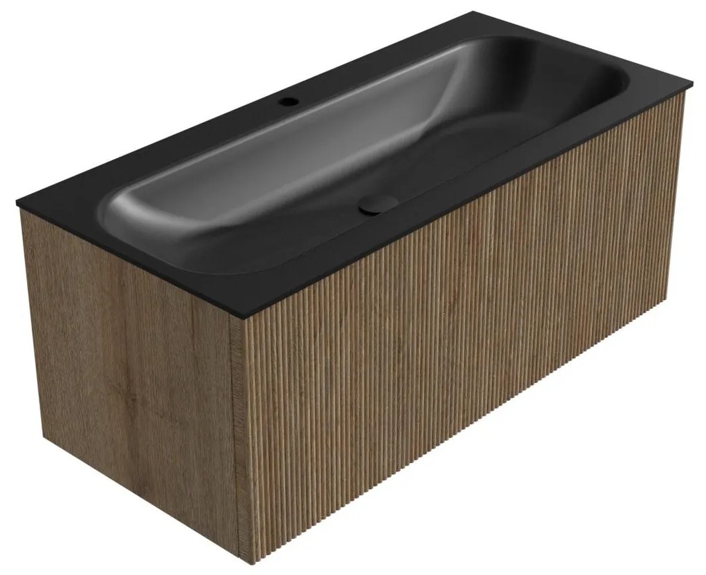 Mondiaz Kurve 100cm badmeubel dusk met 1 lade en wastafel big medium midden 1 kraangat urban