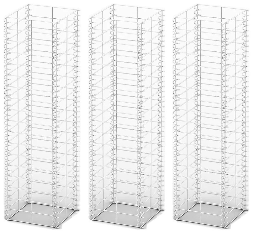 vidaXL 3-delige Schanskorfset 25x25x100 cm gegalvaniseerd draad