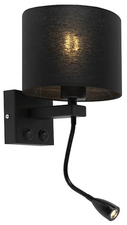 Moderne wandlamp zwart met zwarte kap - Brescia