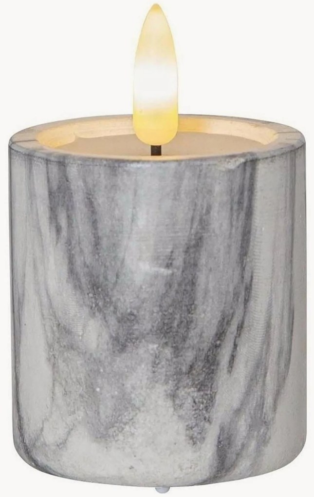 LED-blokkaarsen Flame Marble met timerfunctie, 2-delig