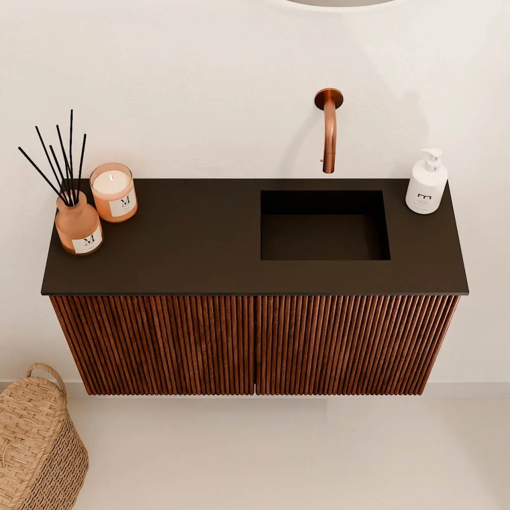 Mondiaz Joya 70cm toiletmeubel ruby met wastafel faye rechts zonder kraangat urban