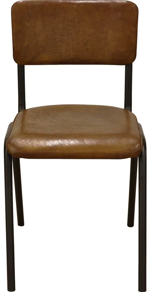Goossens Eetkamerstoel Chaplin cognac leer leuning, urban industrieel