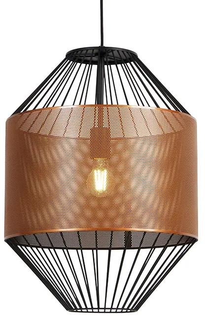 Design hanglamp koper met zwart 40 cm - Mariska Design E27 rond Binnenverlichting Lamp