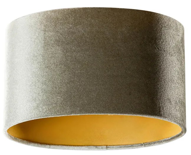 Velours lampenkap groen met gouden binnenkant ovaal 25/16/15