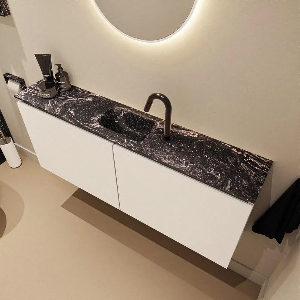 Mondiaz Ture DLux toiletmeubel 120cm talc met wastafel lava midden met kraangat