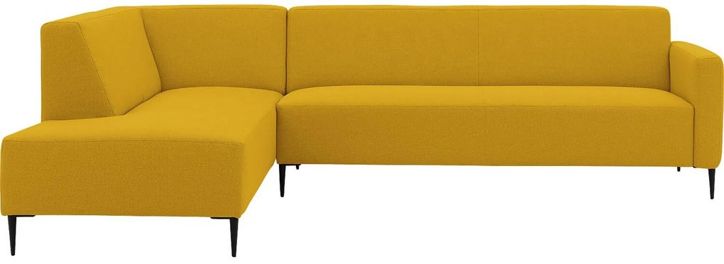 Goossens  Key West geel, stof, 3-zits, modern design met ligelement links