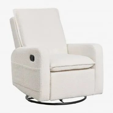 Draaibare En Verstelbare Fauteuil Van Nolon Bouclé Stof Bouclé Wit - Sklum