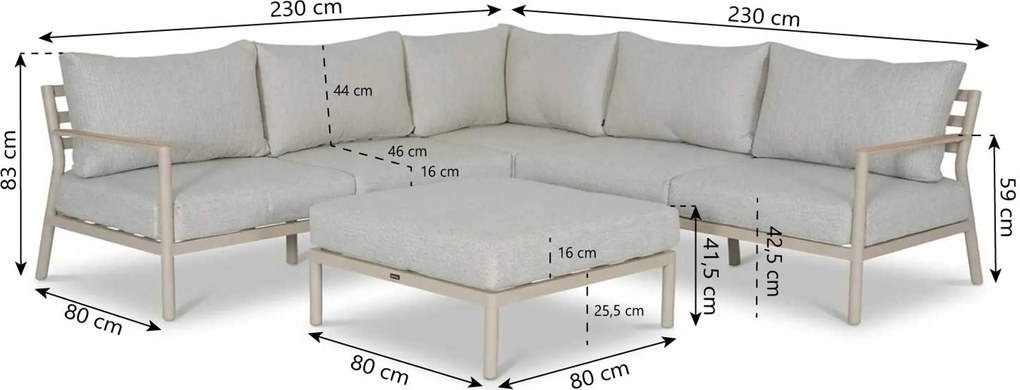 Hoek loungeset  Aluminium Grijs  Lifestyle Garden Furniture Verano