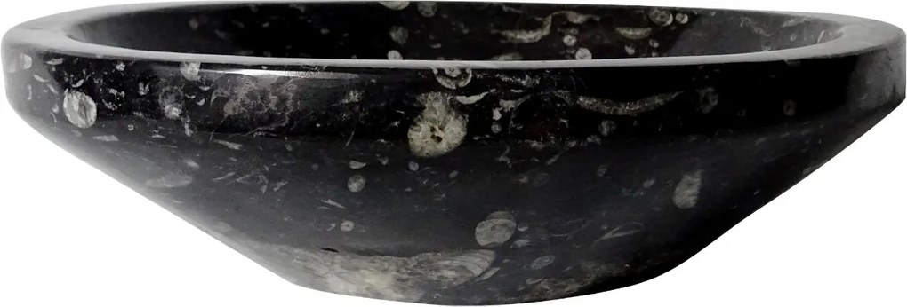 Zwart marmeren waskom | Eeuwenoud Orthoceras Fossiel | 40 x 40 x 11,5 cm