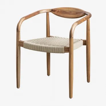 Tuinstoel Van Acaciahout En Met Mallory Gevlochten Touw Beige – Crème - Sklum