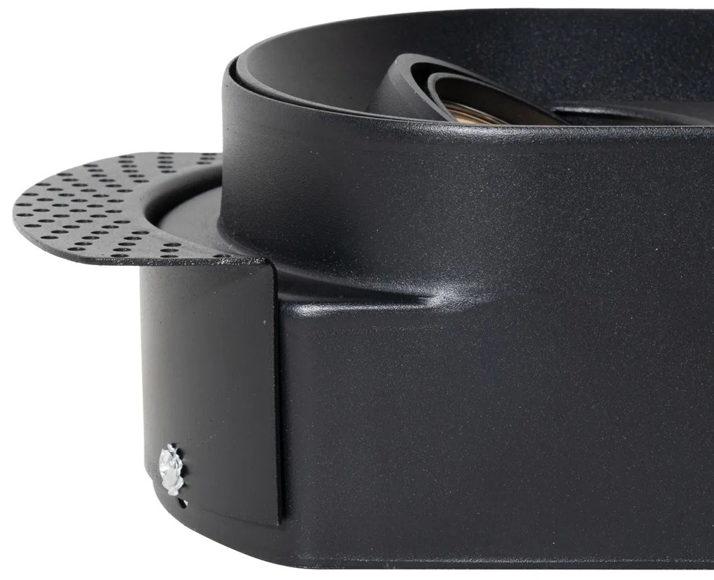 Set van 6 Afgeronde inbouwspot zwart GU10 50mm 2-lichts - Hubs GU10 Binnenverlichting Lamp