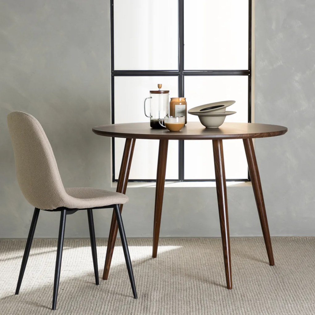 Ronde Minimalistische Eettafel Bruin - 100 X 100cm.