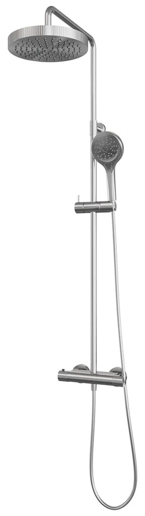 Brauer Stripe opbouw regendouche met 25cm hoofddouche en 3 standen handdouche RVS geborsteld PVD