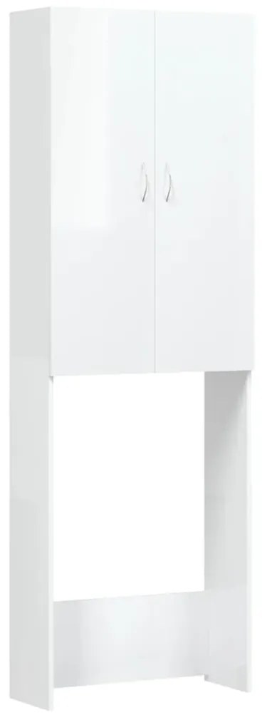 vidaXL Wasmachinekast 64x25,5x190 cm hoogglans wit