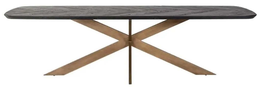 Richmond Interiors Hayley Eettafel Visgraat Met Antiek Gouden Poot 280 Cm - 280 X 110cm.