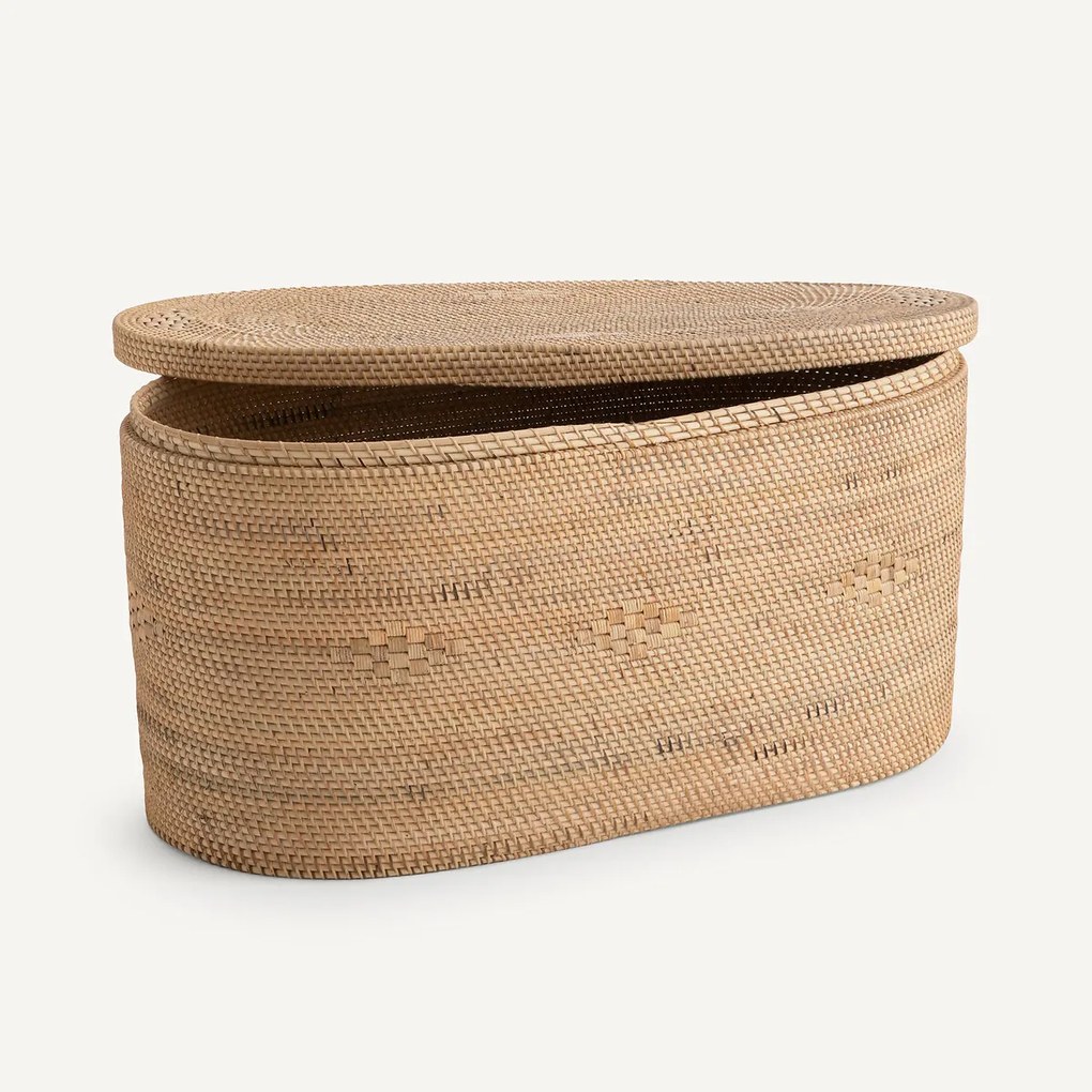 Ovalen koffer, gevlochten rotan, Pantos