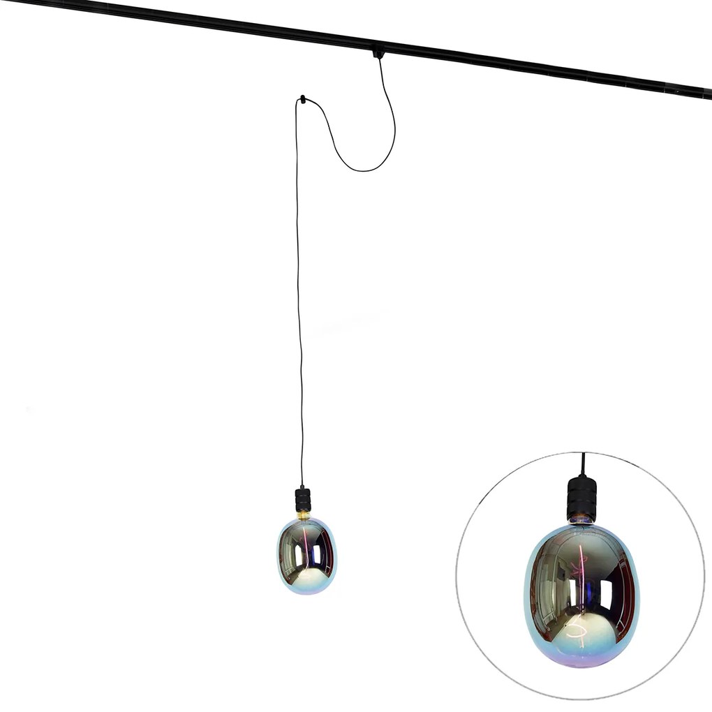 Hanglamp met rail ophanging zwart incl. LED G170 - Cavalux Industriele / Industrie / Industrial Minimalistisch E27 Binnenverlichting Lamp