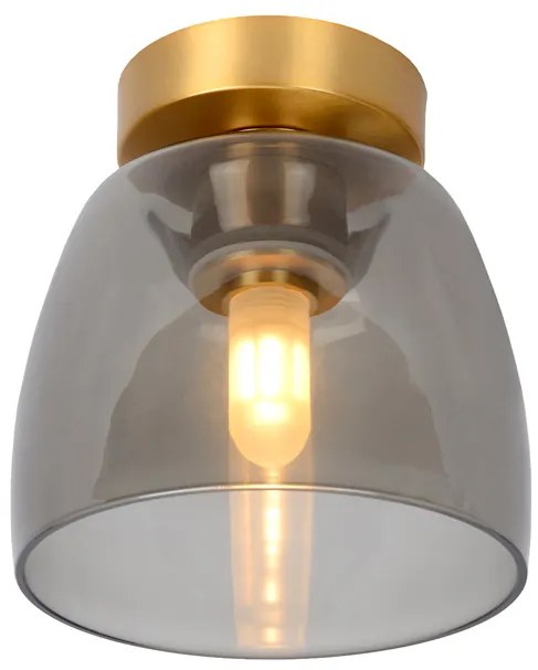 Lucide Tyler plafondlamp 33W smoke glas goud