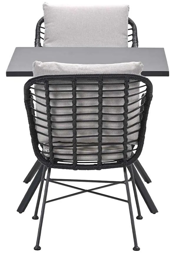 Garden Impressions Lucas tuinset zwart 3-delig - Rimini tuintafel 80x80 cm