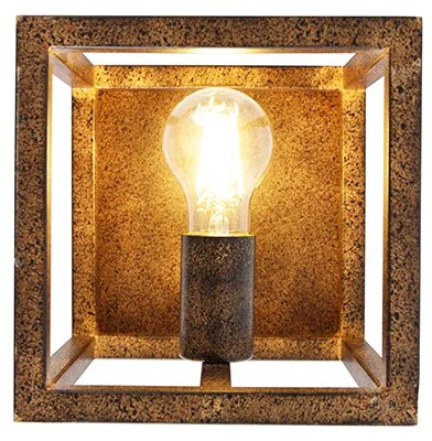 Industriële wandlamp roestbruin - Cage
