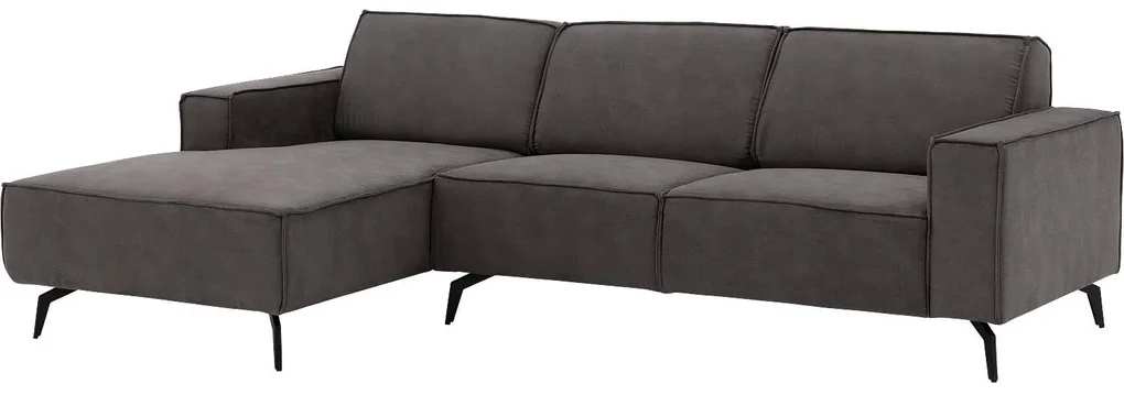 Goossens Hoekbank Hercules donkergrijs, microvezel, 2,5-zits, modern design met chaise longue links
