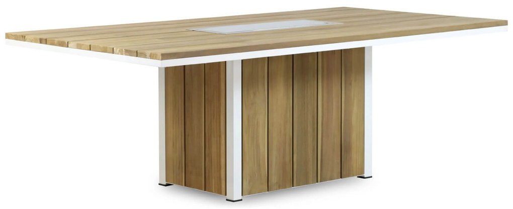 Tuinset 6 personen 220 cm Aluminium/Teak/Textileen /Aluminium/teak/Aluminium/textileen Wit Lifestyle Garden Furniture Ultimate/Seaside