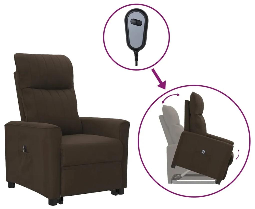 vidaXL Sta-op-stoel verstelbaar stof donkerbruin