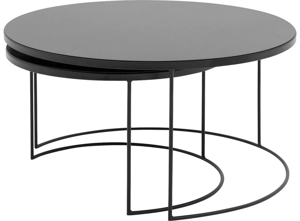Goossens Salontafel Oda rond, metaal zwart, elegant chic, 80 x 41 x 80 cm