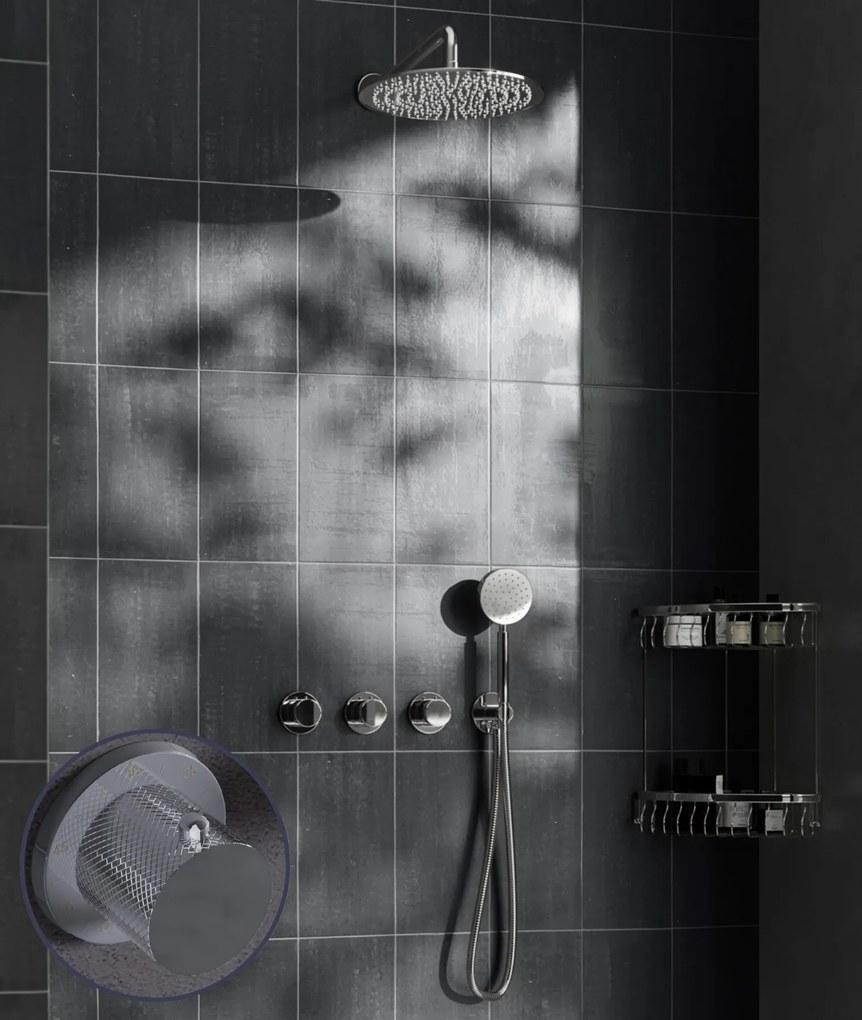 Saniclear Plus Curved inbouw regendouche met 20cm hoofddouche en muurarm chroom