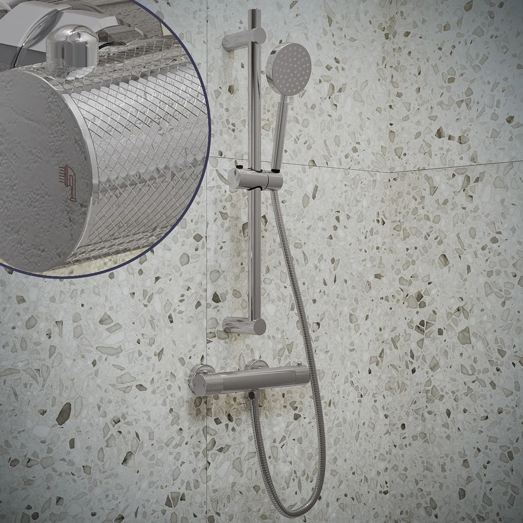Saniclear Talpa Curved doucheset chroom met thermostatische kraan, handdouche en glijstang