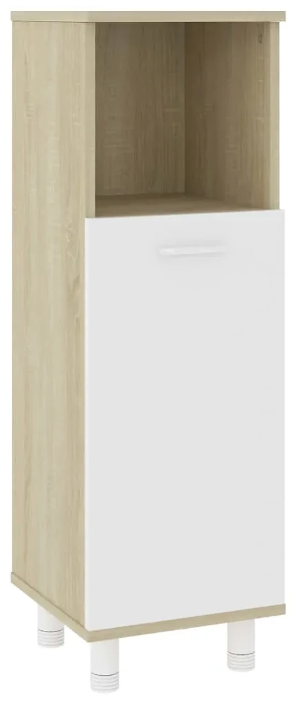 vidaXL Badkamerkast 30x30x95 cm spaanplaat wit en sonoma eikenkleurig