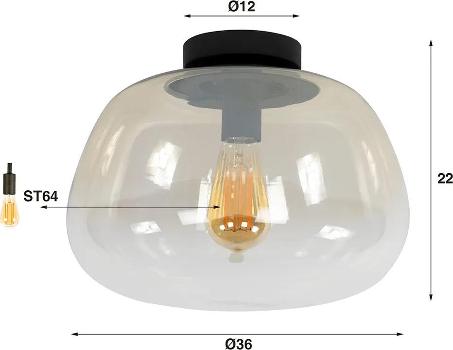 Plafondlamp Gecoat Glas Beige