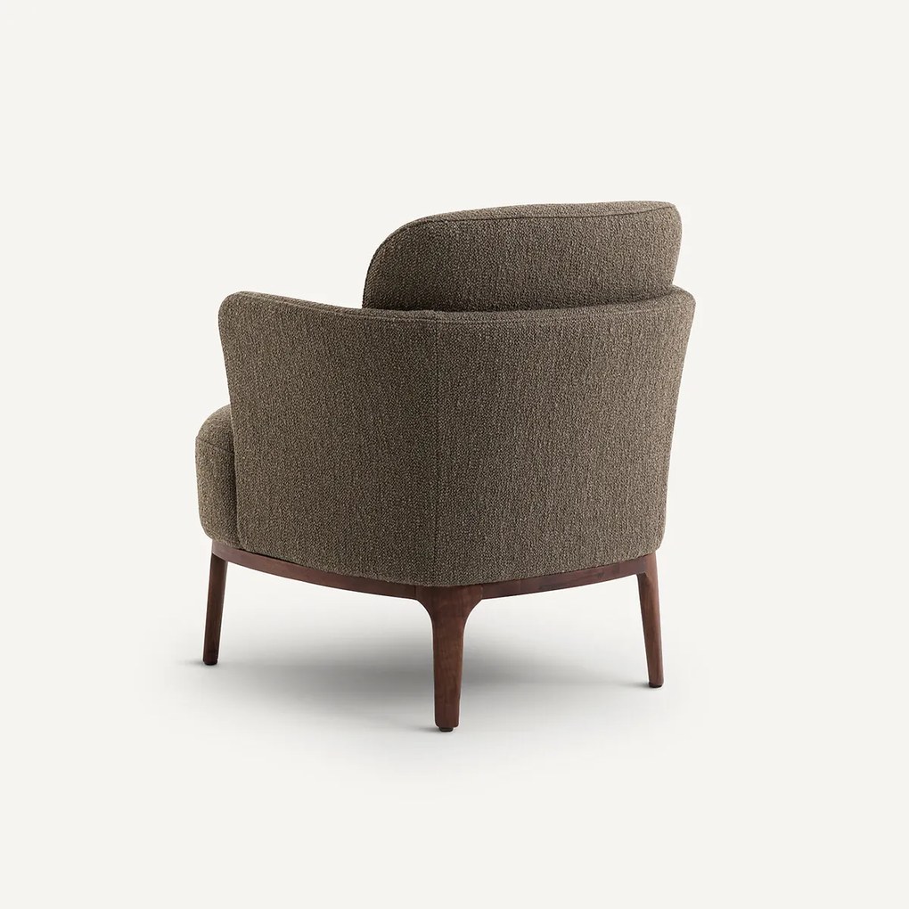 Fauteuil in notenhout en getextureerde stof, Jabote