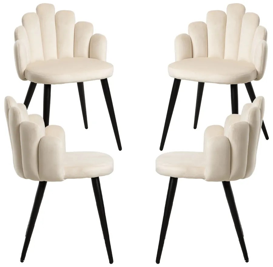 Set van 4 Hand stoelen met zwarte fluwelen poten