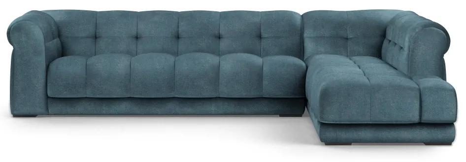 Rivièra Maison - Cobble Hill Corner Sofa Right, velvet, petrol - Kleur: blauw