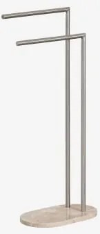 Staande Handdoekhouder Van Natuursteen En Roestvrij Staal Eravni Panther Beige Marmer - Geborsteld Grijs - Sklum