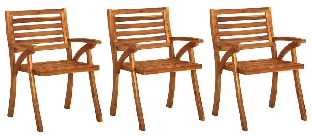 vidaXL Tuinstoelen 3 st met kussens massief acaciahout
