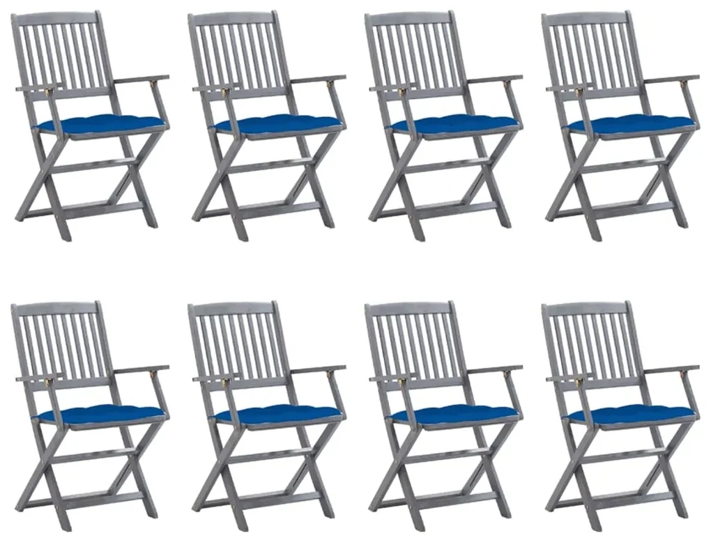 vidaXL Tuinstoelen 8 st inklapbaar met kussens massief acaciahout