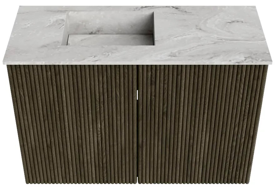Mondiaz Joya DLux 60cm toiletmeubel shadow met wastafel faye links zonder kraangat glace