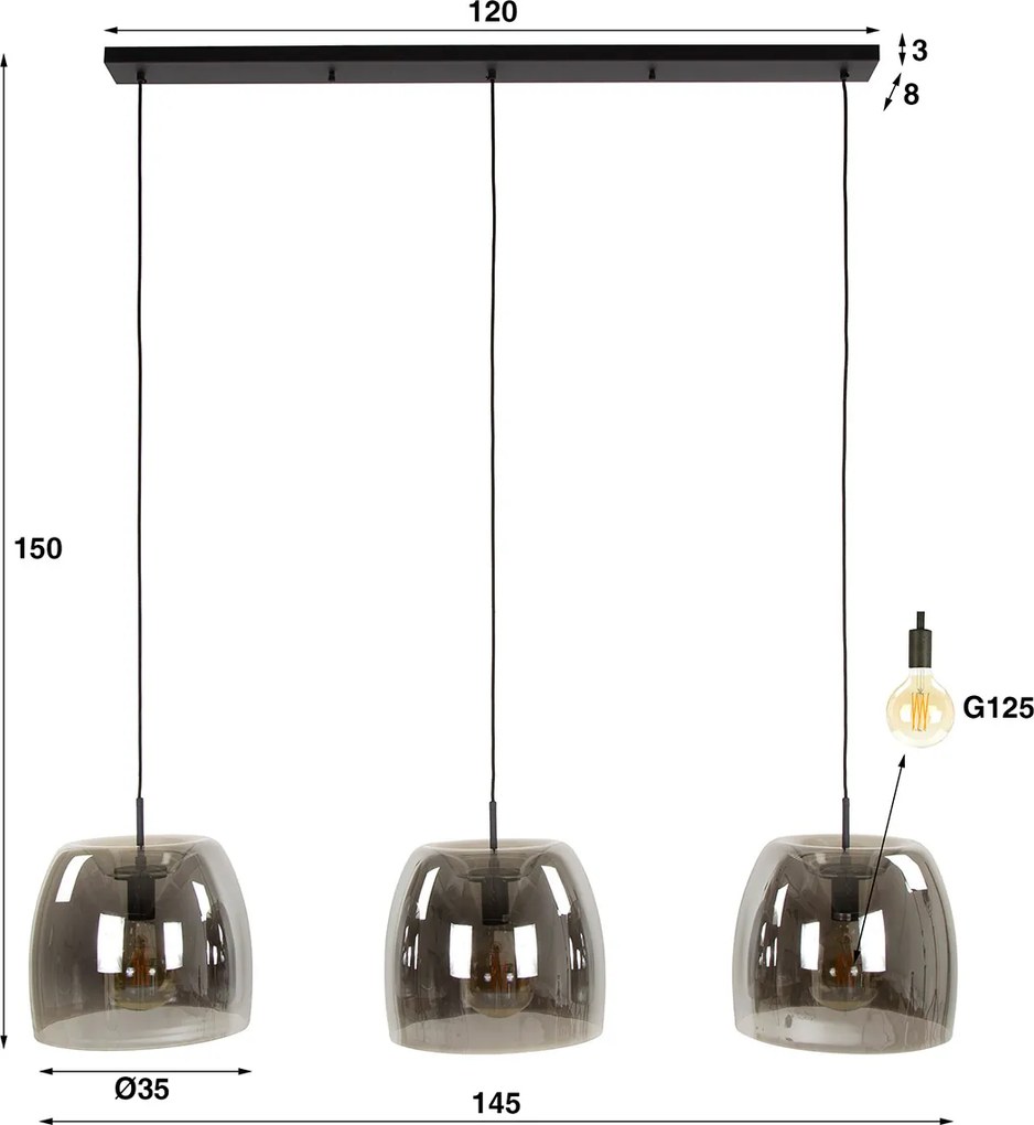 Eettafel Hanglamp Grijs Rook Glas