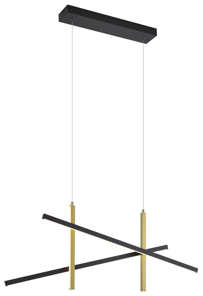 Design hanglamp X zwart met goud incl. LED 3-staps dimbaar - Joy
