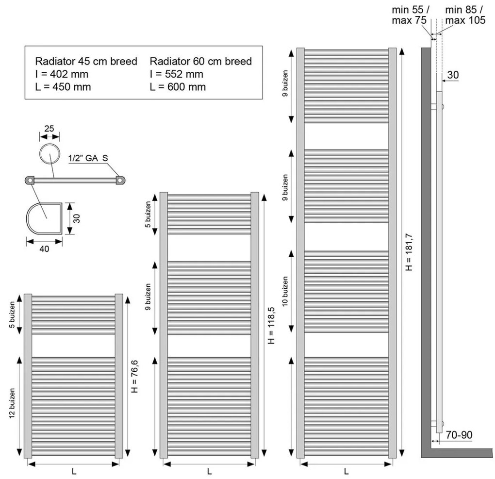 Calor Elara sierradiator mat zwart 77x60cm 330W