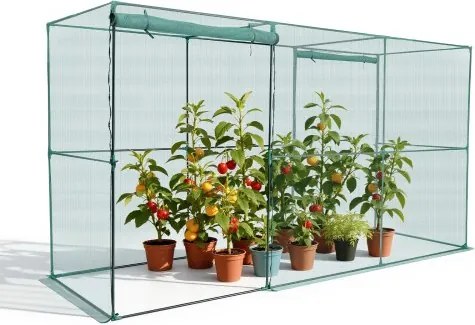 VEVOR plantenbeschermingstent, 3560x1200x1940 mm, plantenbeschermingsnet, deur met ritssluiting, winddicht, plantenkas voor verhoogde plantenbedden, buiten, tuin, terras en gazon