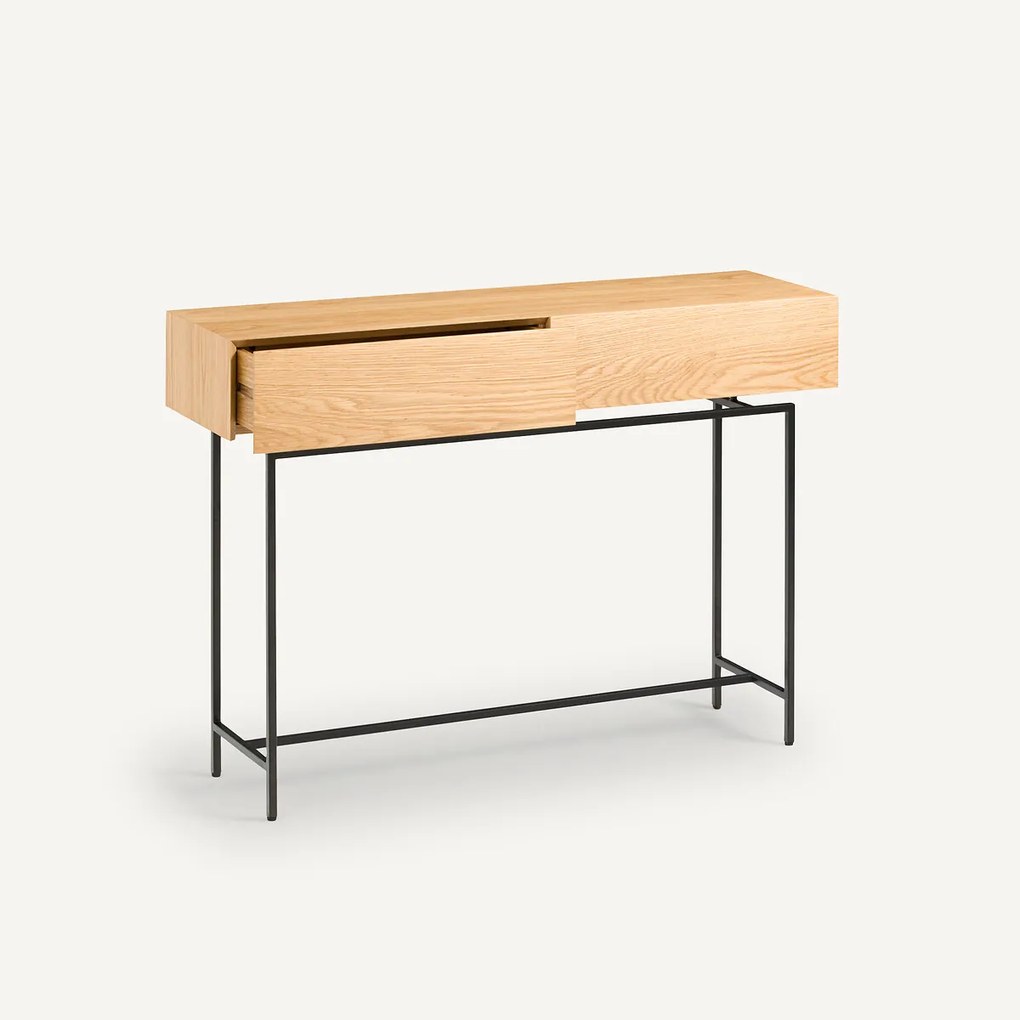 Eiken fineer console, 2 lades, Oreko