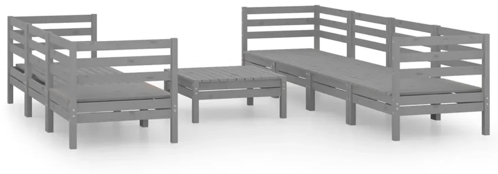 vidaXL 8-delige Loungeset massief grenenhout grijs