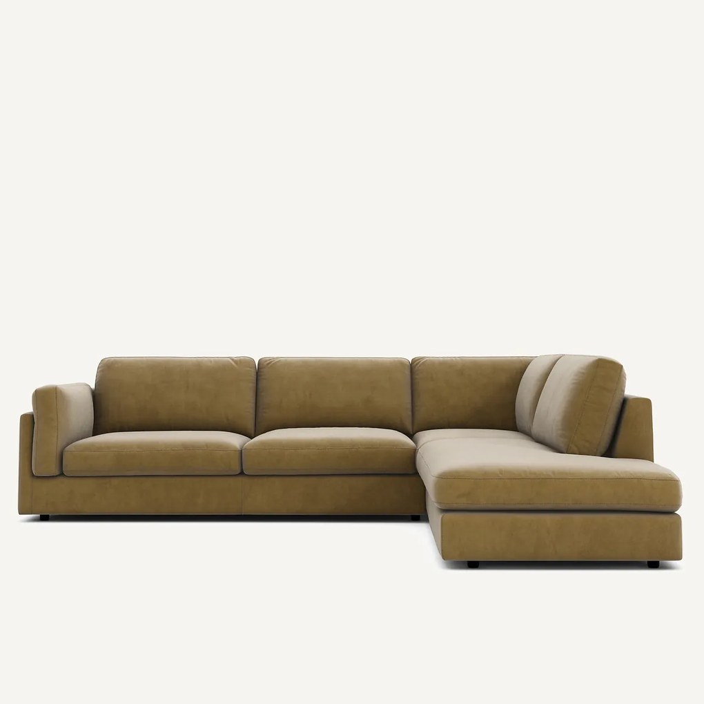 Omvormbare bank met hoek en longchair, fluweel, CÉSAR